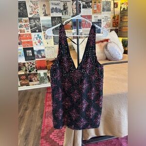 Free People Black and Purple Tank Top